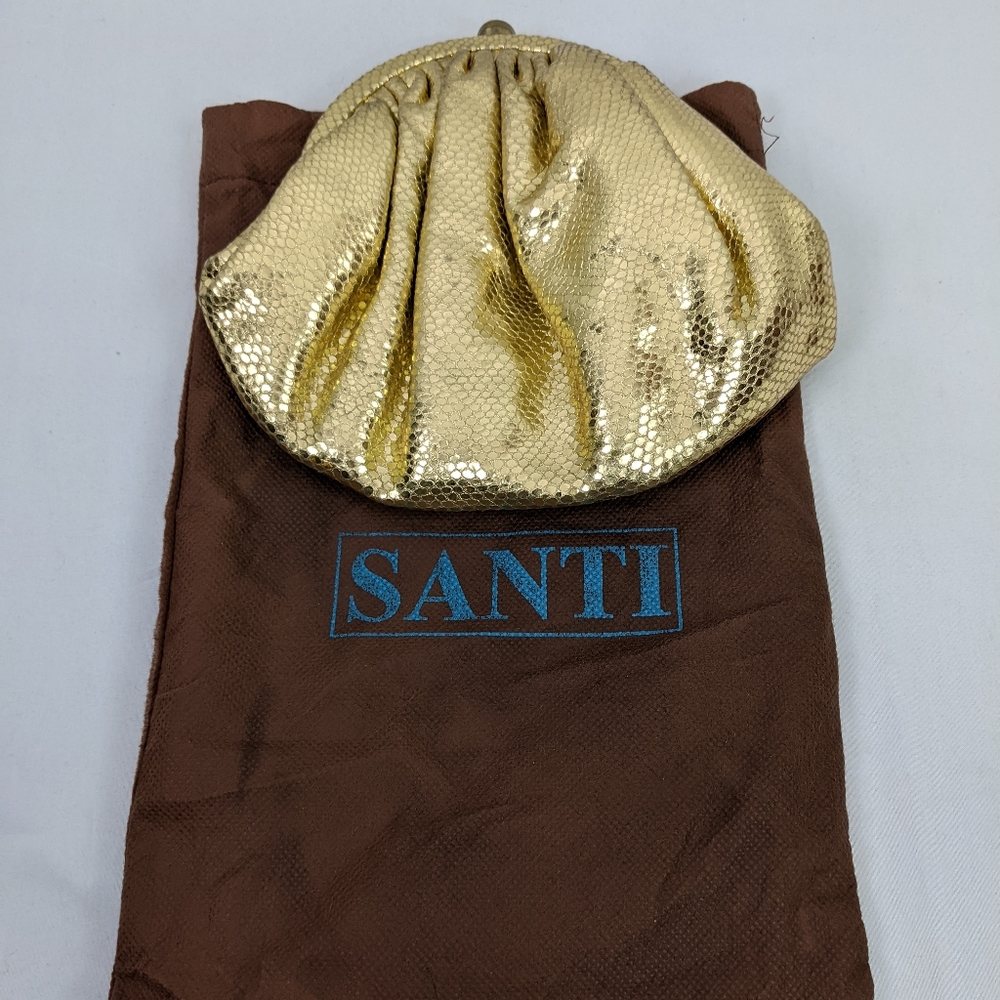 SANTI WOMEN GOLD CLUTCH WITH DUST BAG. - Picture 9 of 12